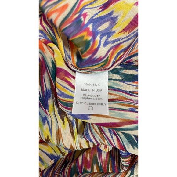 Rory Beca Silk Semi Sheer MultiColor Dolman Sleeve Tunic Top size Medium - Picture 9 of 9